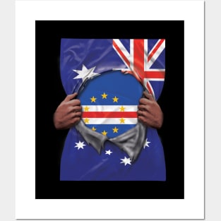 Cape Verde Flag Australian Flag Ripped - Gift for Cape Verdean From Cape Verde Posters and Art